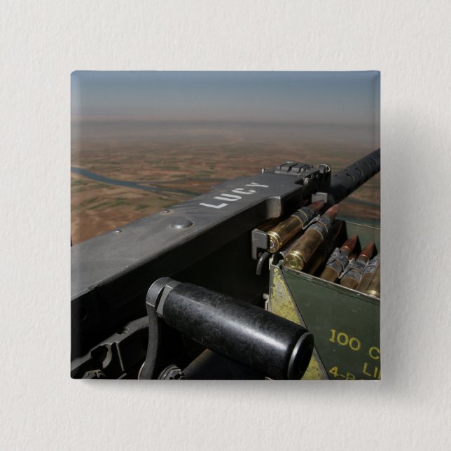 Badge Carré 5 Cm Une mitrailleuse de calibre 50 (Devant)