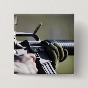 Badge Carré 5 Cm Une mouche ronde de la chambre d'un M-16A2