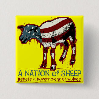 Badge Carré 5 Cm Une nation de bouton de moutons