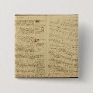 Badge Carré 5 Cm Une page du codex Leicester, 1508-12