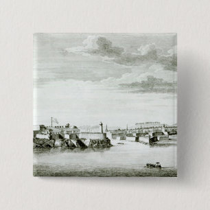 Badge Carré 5 Cm Une perspective du château de Moro et de la ville