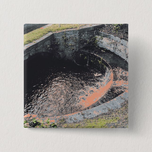 Badge Carré 5 Cm Une piscine orange à Welshpool (Devant)