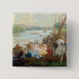 Badge Carré 5 Cm Une régate chez Asnieres pendant le deuxième