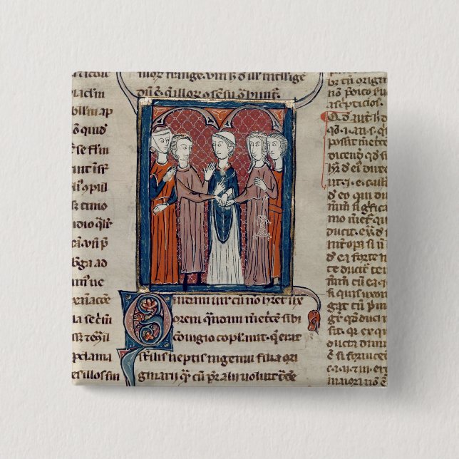 Badge Carré 5 Cm Une scène de mariage, de 'Decrets de Gratien' (Devant)