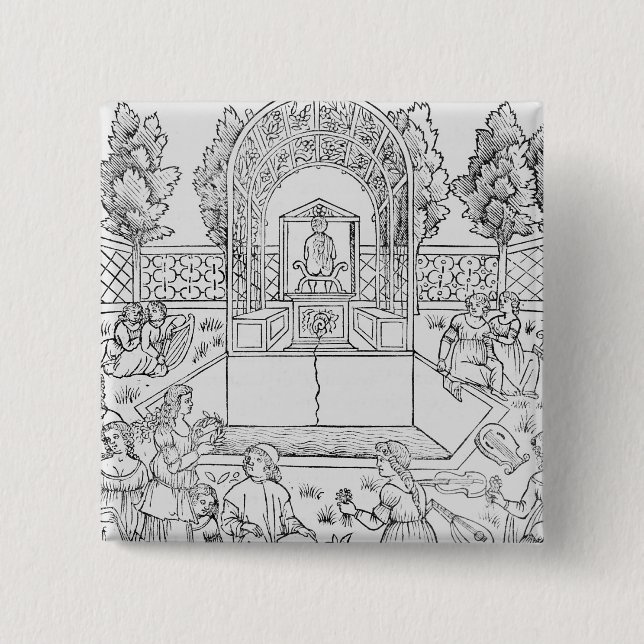 Badge Carré 5 Cm Une scène du Decameron (Devant)