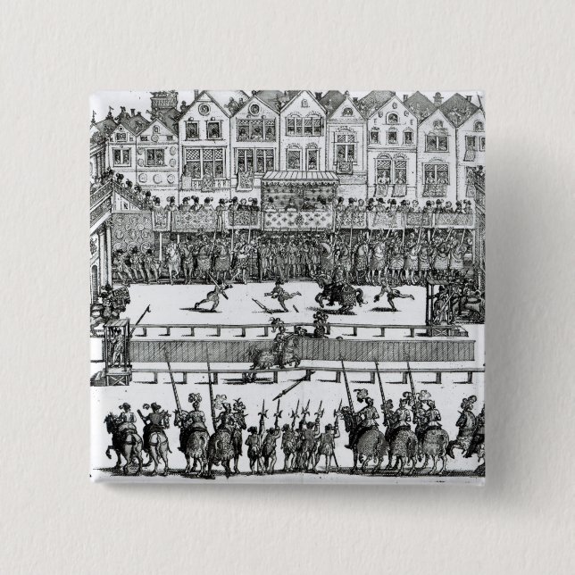 Badge Carré 5 Cm Une scène joutante (Devant)