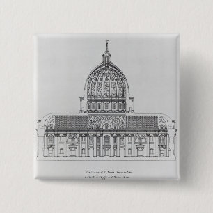 Badge Carré 5 Cm Une section transversale de St Peter, Rome