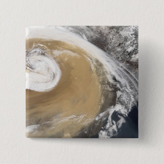 Badge Carré 5 Cm Une tempête de poussière asiatique traverse le Pac (Devant)