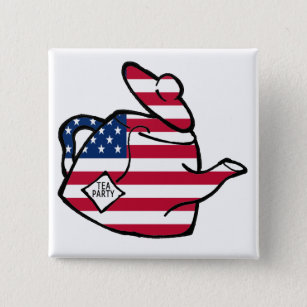 Badge Carré 5 Cm Une théière dans des couleurs de drapeau américain