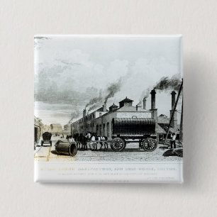 Badge Carré 5 Cm Une usine de Vapeur-Moteur et travaux de fer