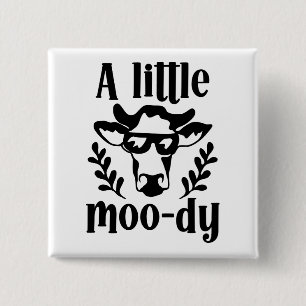 Badge Carré 5 Cm Une vache drôle avec une attitude stressée d'adult
