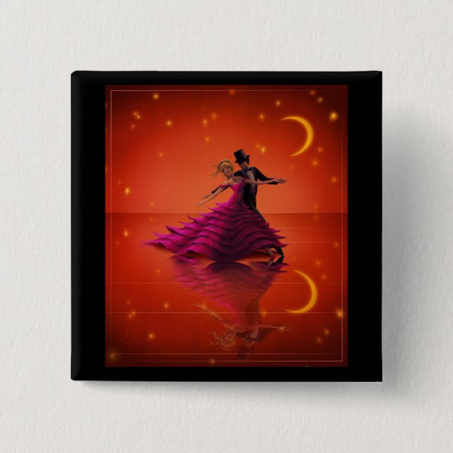 Badge Carré 5 Cm Une valse rouge (Devant)