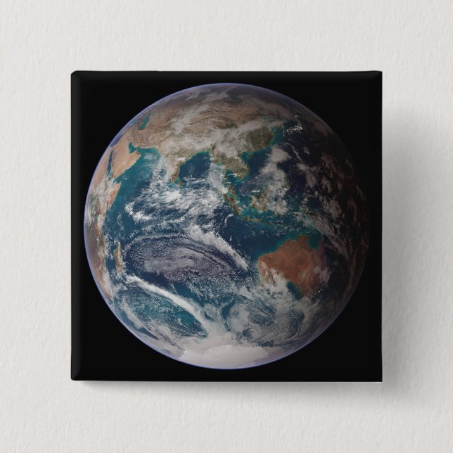 Badge Carré 5 Cm Une vue complète de la Terre montrant les données  (Devant)
