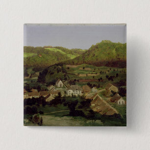 Badge Carré 5 Cm Une vue du village de Tenniken, 1846