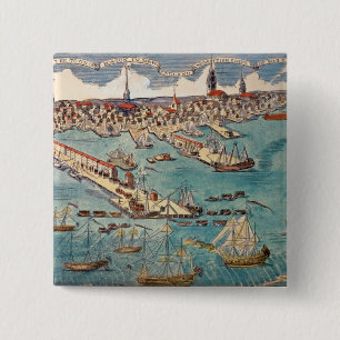 Badge Carré 5 Cm Une vue d'une partie de la ville de Boston