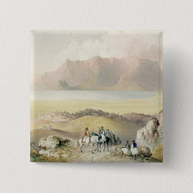 Badge Carré 5 Cm Une vue en Grèce (Devant)