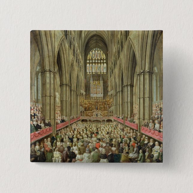 Badge Carré 5 Cm Une vue intérieure d'Abbaye de Westminster sur le (Devant)