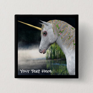 Badge Carré 5 Cm Unicorne Blanche Dans Le Bouton Imaginaire Mist