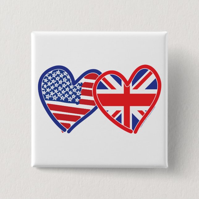 Badge Carré 5 Cm Union Jack/États-Unis (Devant)