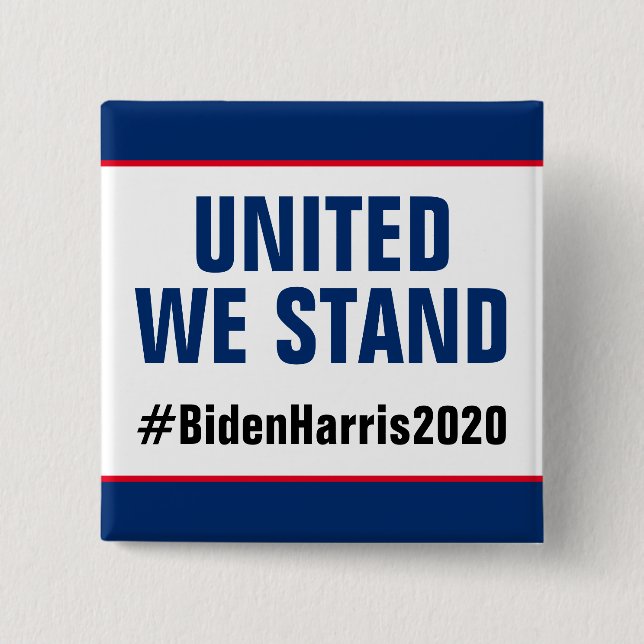 Badge Carré 5 Cm United We Stand Vote Biden Harris 2020 (Devant)