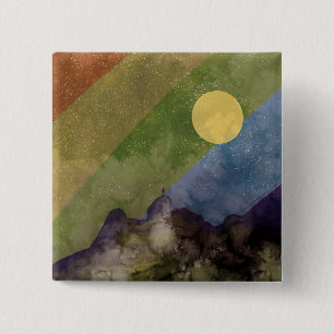 Badge Carré 5 Cm Univers arc-en-ciel