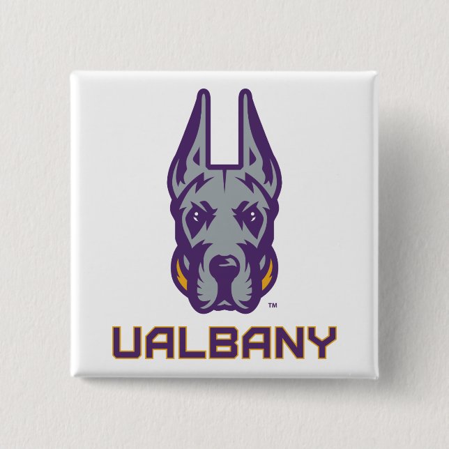 Badge Carré 5 Cm Université d'Albany Great Danes (Devant)