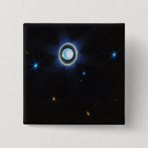 Badge Carré 5 Cm Uranus planétaire avec anneaux et lunes Image JWST