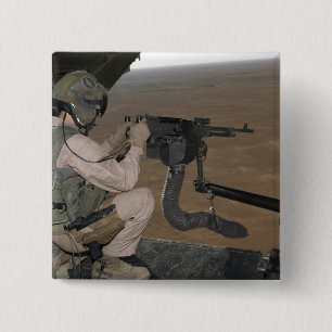 Badge Carré 5 Cm US Marine test feu une mitrailleuse lourde M240