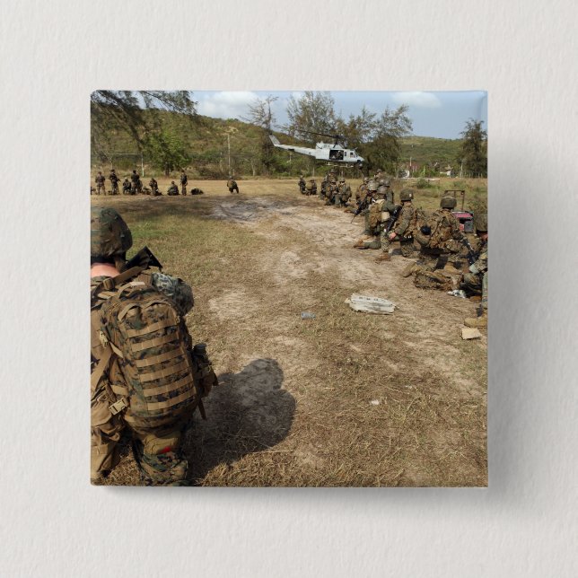 Badge Carré 5 Cm US Marines assure la sécurité en tant qu'UH-1N (Devant)