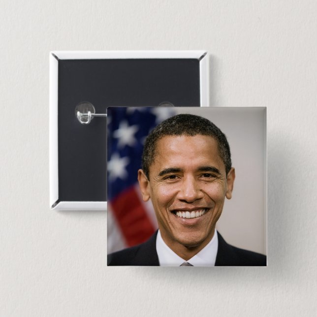 Badge Carré 5 Cm US President Elect Barack Obama  (Devant & derrière)
