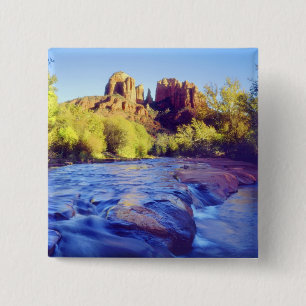 Badge Carré 5 Cm USA, Arizona, Sedona. Le Rocher de la Cathédrale 
