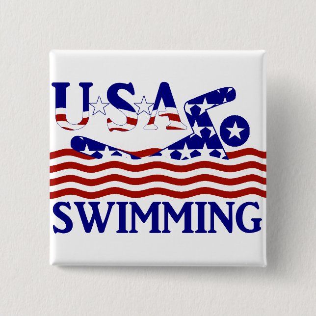 Badge Carré 5 Cm USA Patriotique Sports de natation (Devant)