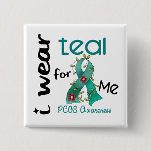 Badge Carré 5 Cm Usage Teal de PCOS I pour MOI 43