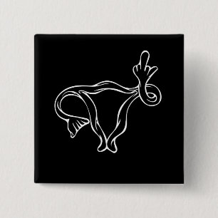 Badge Carré 5 Cm Uterus à doigt moyen Pro-choix