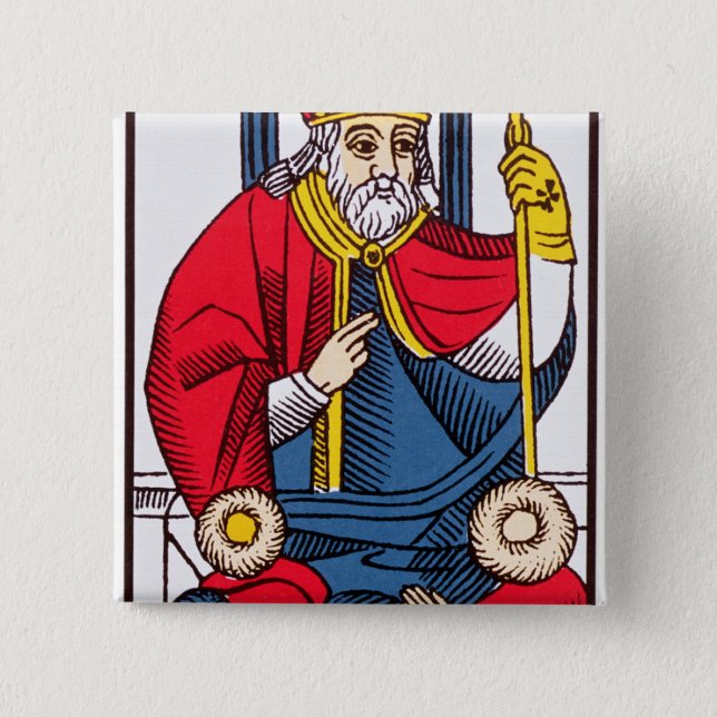 Badge Carré 5 Cm V le pape, carte de tarot (Devant)