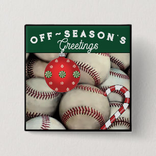 Badge Carré 5 Cm Vacances de baseball Cadeau Noël Stocking Stuffers