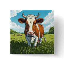 Vache brune et blanche debout dans un champ d'herb