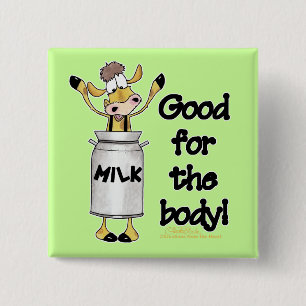 Badge Carré 5 Cm Vache dans la boîte de lait