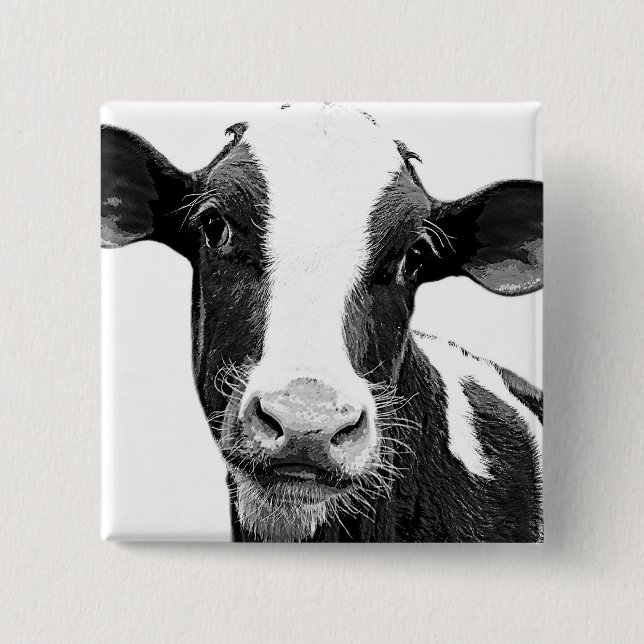 Badge Carré 5 Cm Vache laitière - veau noir et blanc de laiterie (Devant)