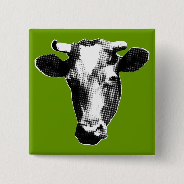 Badge Carré 5 Cm Vache Pop Art (Devant)