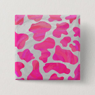 Badge Carré 5 Cm Vache rose et blanc chaud