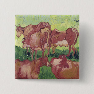 Badge Carré 5 Cm Vaches à Vincent van Gogh  , 1890