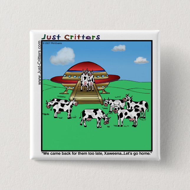 Badge Carré 5 Cm Vaches Aliens (Devant)