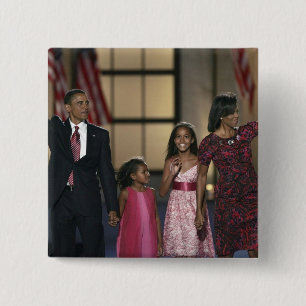 Badge Carré 5 Cm Vague de famille de Barak Obama à la nuit derniè