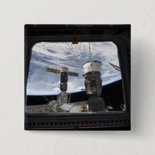 Badge Carré 5 Cm Vaisseau spatial de deux Russes