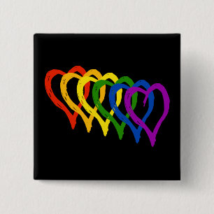 Badge Carré 5 Cm Valentine Gay pride Rainbow Layered Hearts