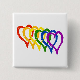 Badge Carré 5 Cm Valentine Gay pride Rainbow Layered Hearts