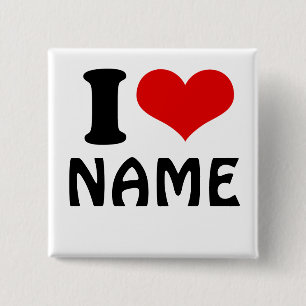 Badge Carré 5 Cm Valentines personnalisables Jour J'aime Coeur Pers