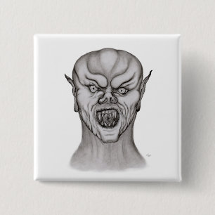 Badge Carré 5 Cm Vampir noir et blanc