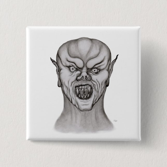 Badge Carré 5 Cm Vampir noir et blanc (Devant)